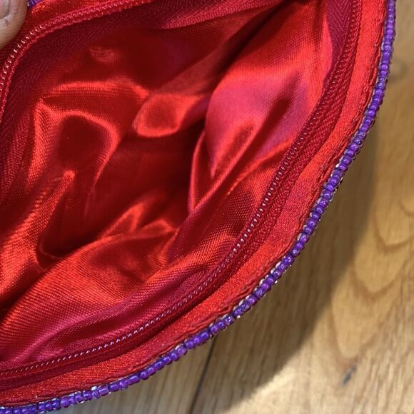 y2K Red sun Hat Beaded Coin Purse with Purple Sash - Picture 5 of 8